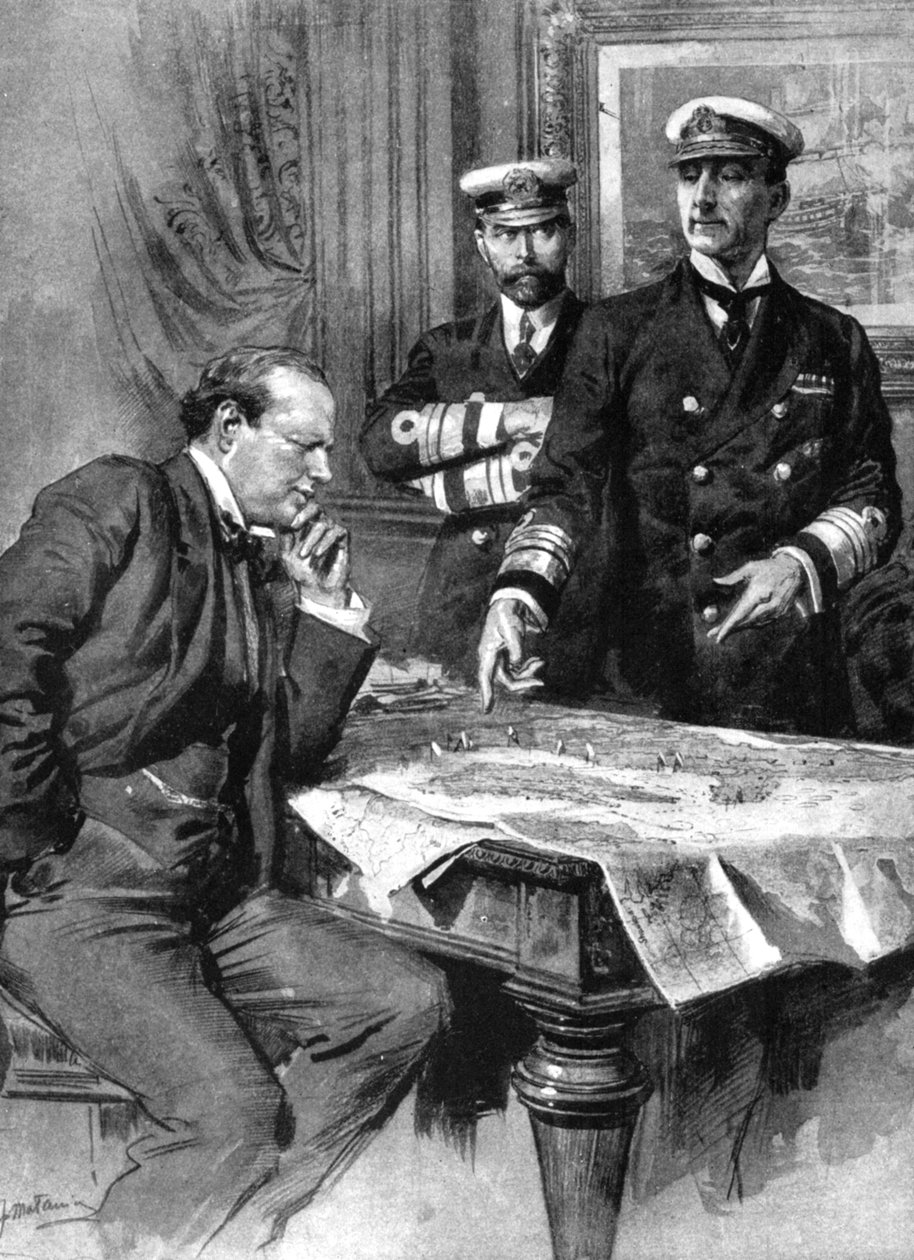 Winston Churchill, Charles Madden a Sir John Jellicoe, první světová válka, 1914 od Unbekannt