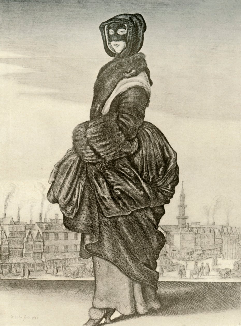 Zima - Outdoorové zimní šaty Angličanky, vláda Karla I., c1620-1640, 1937 od Unbekannt