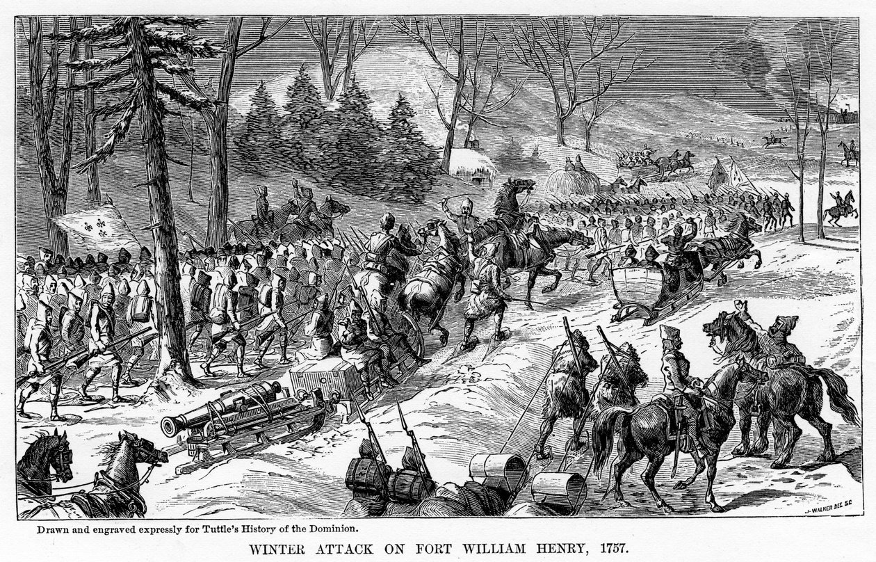 Zimní útok na Fort William Henry, stát New York, 1757, c1877 od Unbekannt