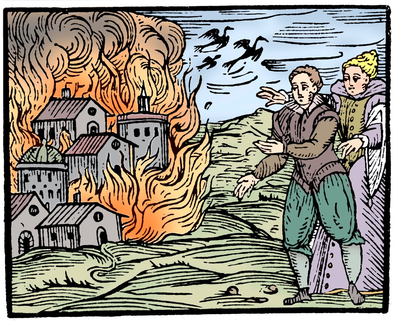 Čarodějnice ničící dům ohněm - Švábsko, 1533 od Unbekannt