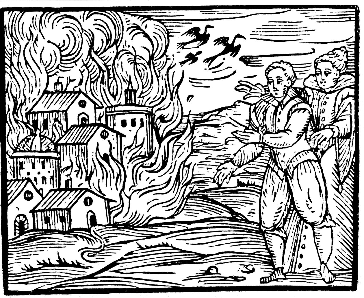 Čarodějnice ničící dům ohněm - Švábsko, 1533 od Unbekannt
