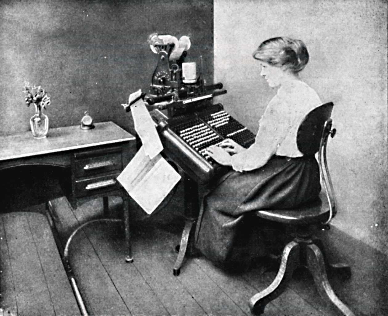 Žena operátorka na monotypové klávesnici, 1917 od Unbekannt
