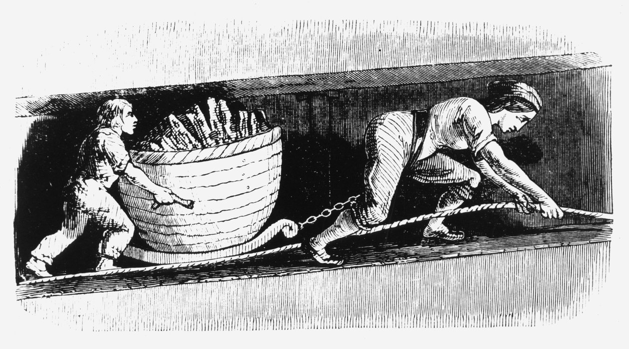 Žena a chlapec kreslící zátoku obsahující 3-4 Cwt uhlí, Bolton, Lancashire, 1848 od Unbekannt