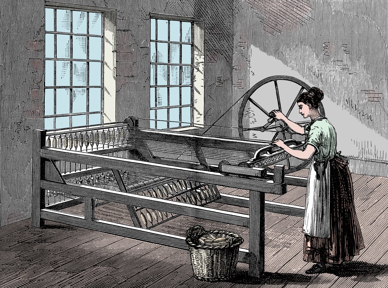 Žena používající Spinning Jenny, c1880 od Unbekannt