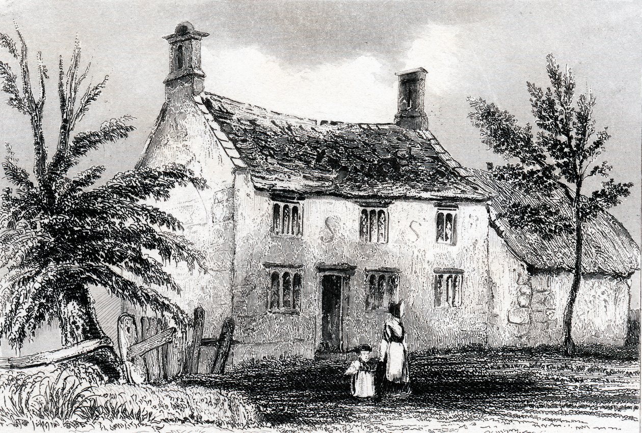 Woolsthorpe Manor, poblíž Granthamu, Lincolnshire, rodiště sira Isaaca Newtona, 1840 od Unbekannt