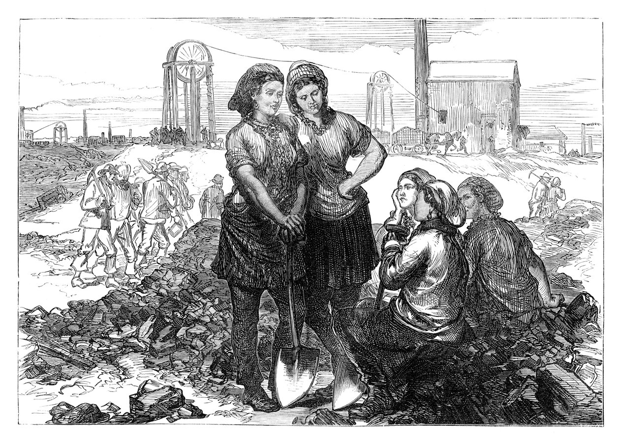 Pracují dívky ve Wigan Collieries, konec 19. století od Unbekannt