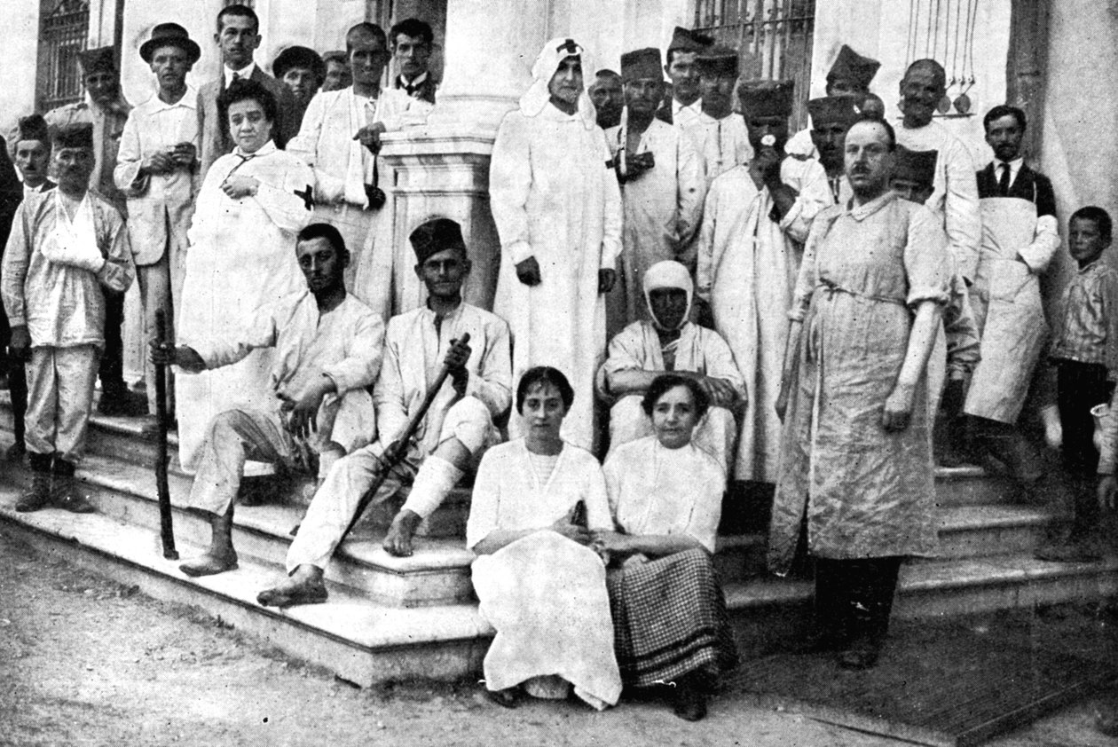 Zraněné vojáky v péči srbského Červeného kříže, první světová válka, 1914 od Unbekannt