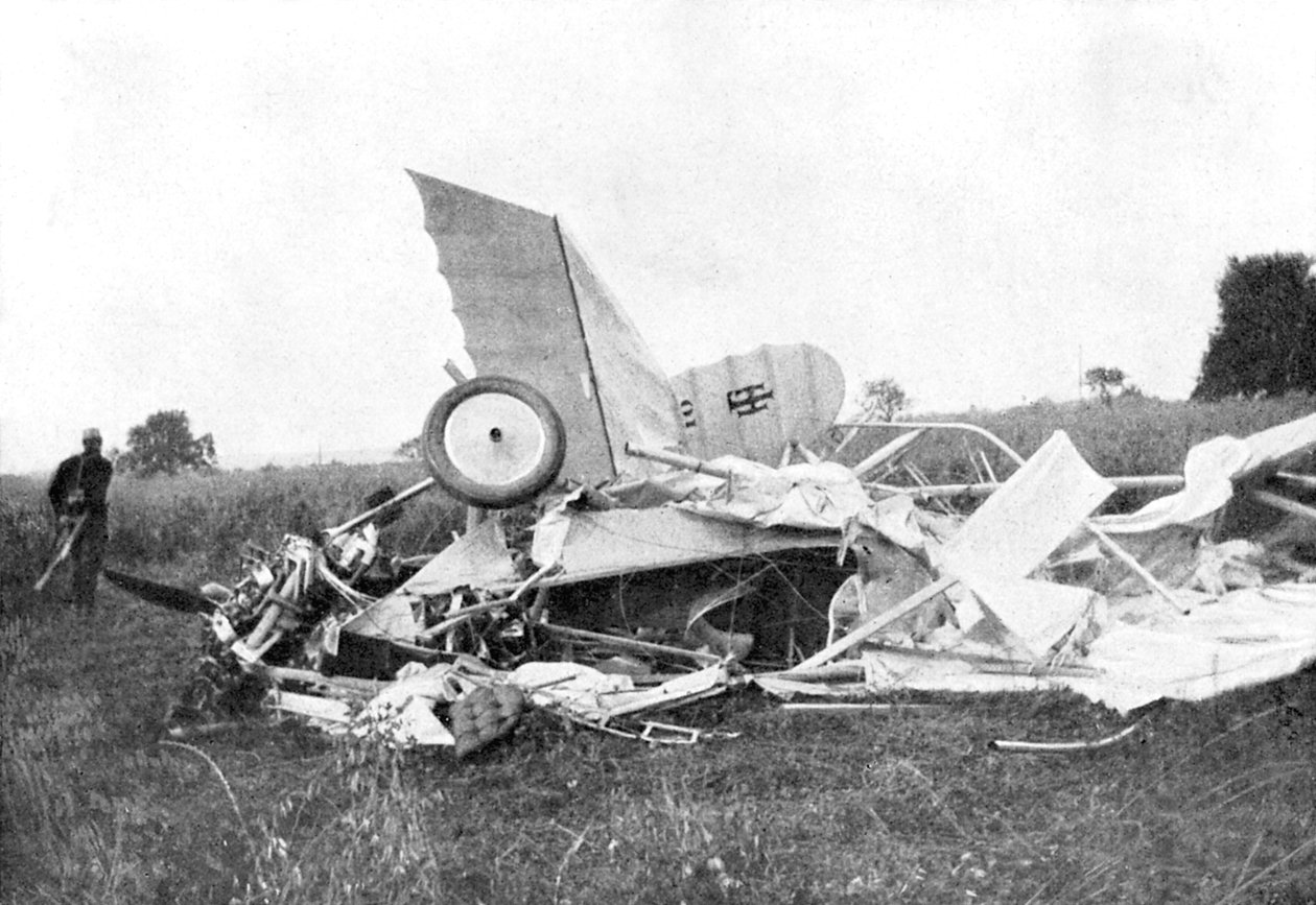 Vrak letadla, ve kterém byl zabit britský pilot Flight-Liutenant Warneford, 1915 od Unbekannt