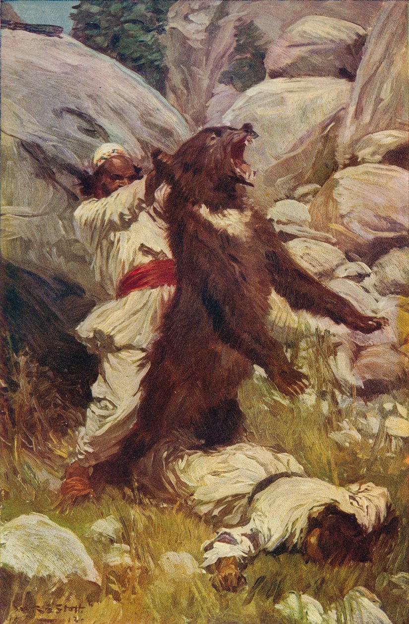 Wrestling with a Bear, c1912 od Unbekannt
