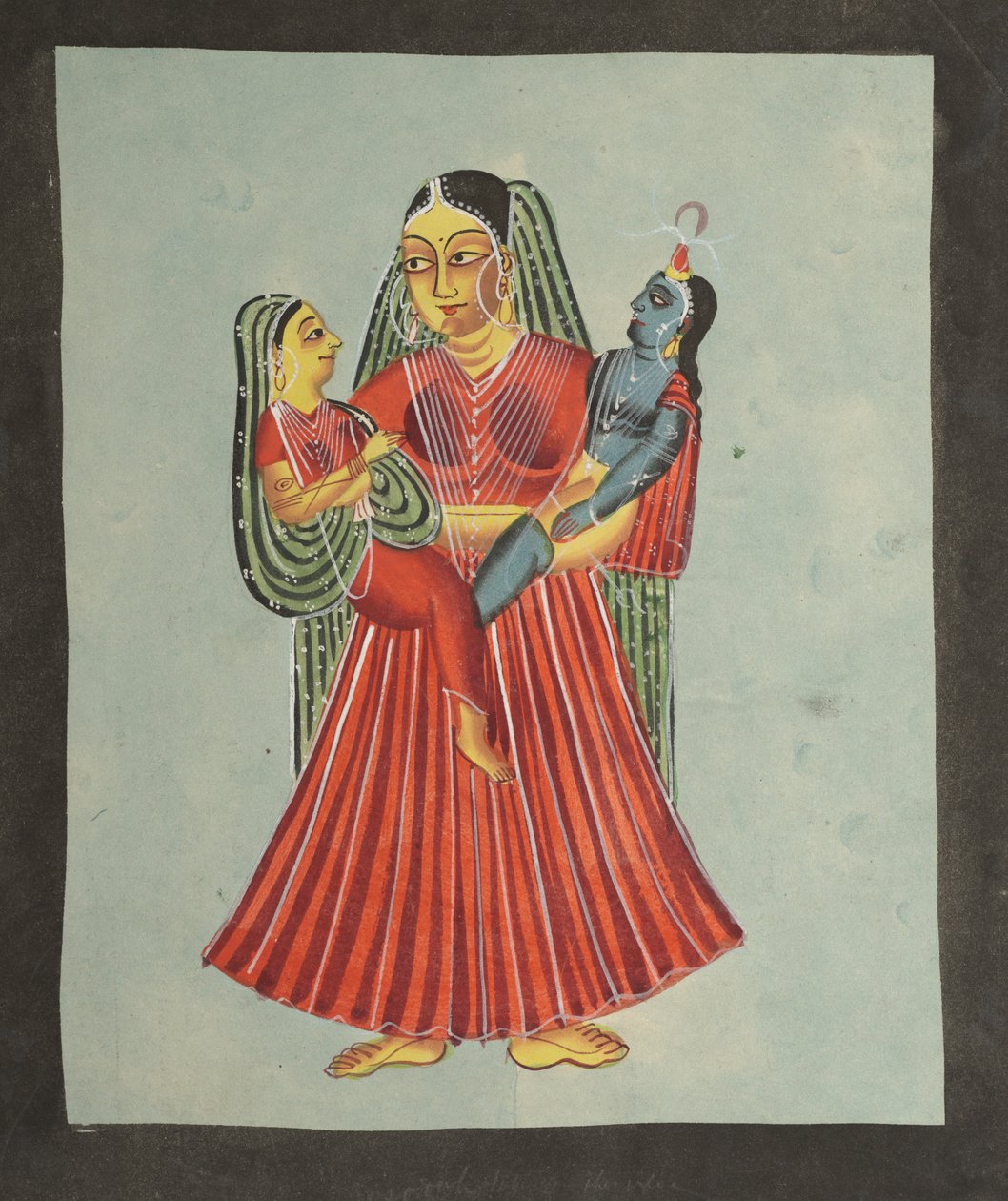 Yasoda Holding Krishna a Radha, 19. století. od Unbekannt