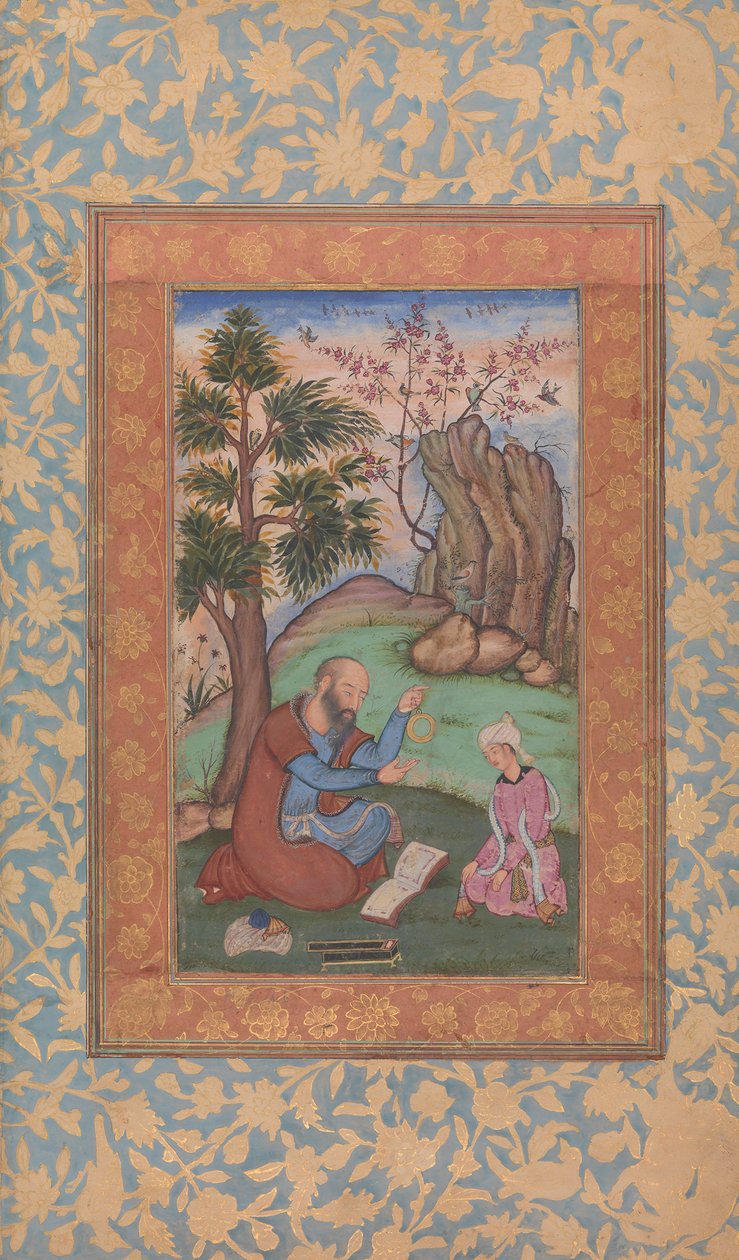 Mladý princ a mentor sedí v krajině, ca. 1600. od Unbekannt