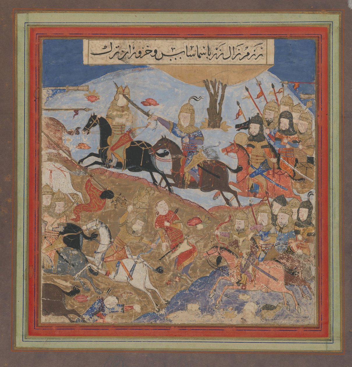 Zal zabije Khazarvana a dá Shamasy k útěku, Folio od Shahnamy..., ca. 1430-40. od Unbekannt