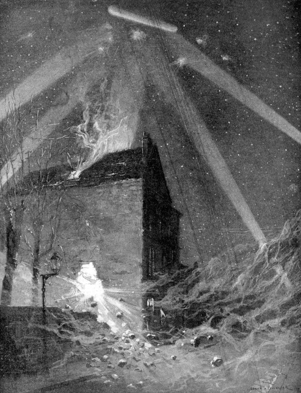 Zeppelin útok na předměstí Paříže, první světová válka, 1915 od Unbekannt