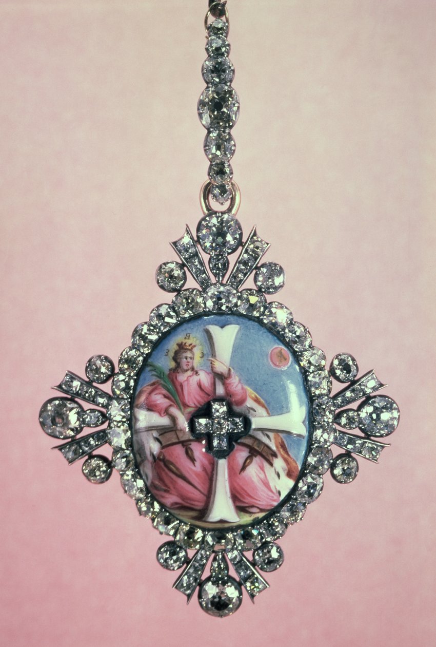 Odznak Řádu svaté Kateřiny, stříbrný osazený briliantovými broušenými diamanty a smaltovanou miniaturou, 1770-80 od Unbekannt Unbekannt