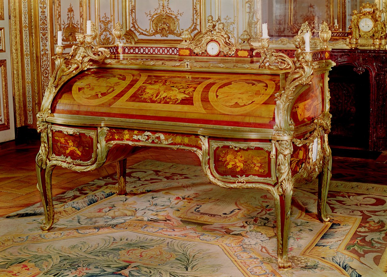 Bureau du Roi od Oebena a Riesenera, intarzie a ormolu, 1760-69 od Unbekannt Unbekannt