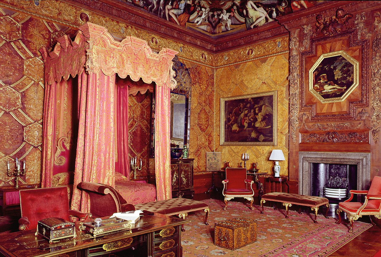Chatsworth House, státní ložnice 1687-1707, Derbyshire, Spojené království od Unbekannt Unbekannt