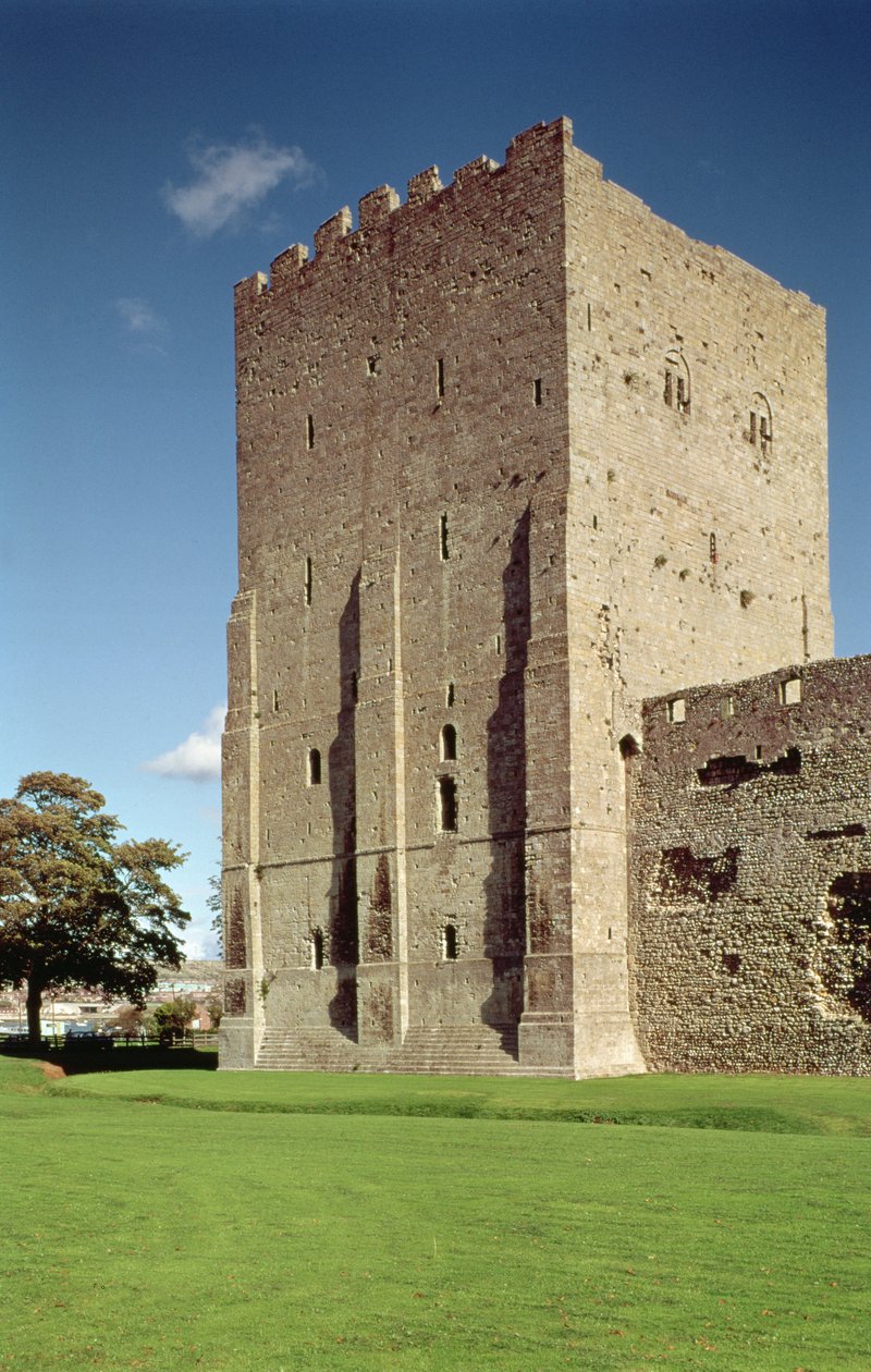 Vnější pohled na pevnost, hrad Portchester, Hampshire, postavený kolem roku 1160-72 od Unbekannt Unbekannt