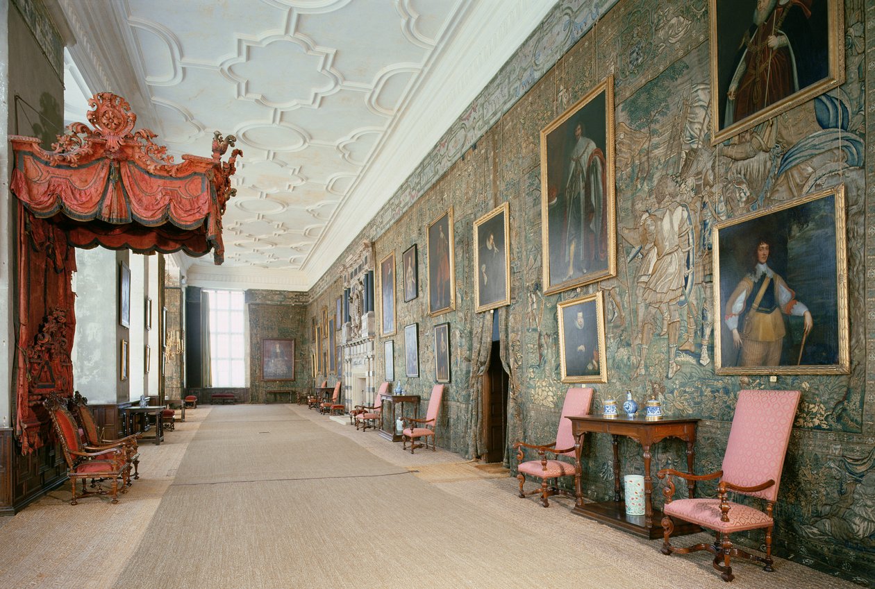 Hardwick Hall (1590-97), interiér Long Gallery, Derbyshire, Velká Británie od Unbekannt Unbekannt