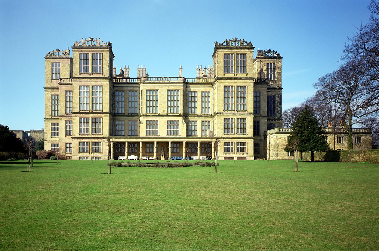 Hardwick Hall, vnější pohled, postavený v letech 1590-97, Derbyshire, Velká Británie od Unbekannt Unbekannt