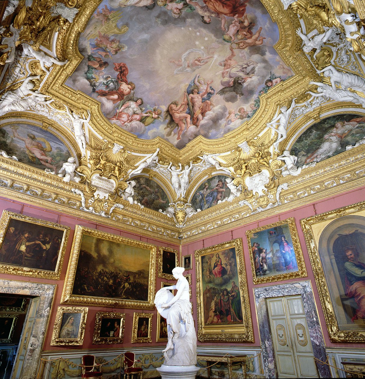 Interiér Sala di Giove (Jupiter Room) s obrazy Pietro da Cortona, Palazzo Pitti, Florencie, Itálie od Unbekannt Unbekannt