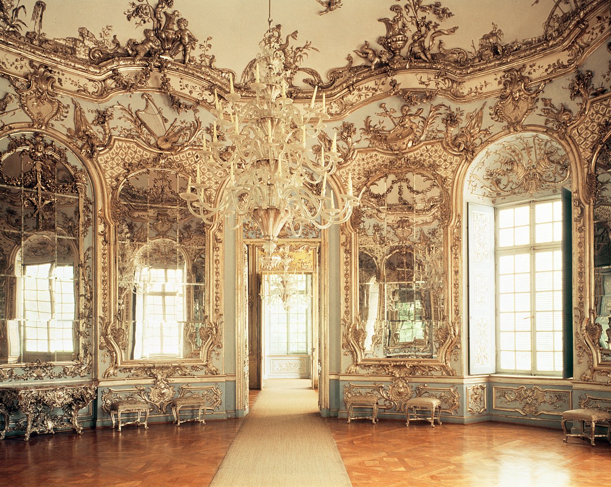 Interiér Mirror Saloon navržený Francoisem Cuvilliesem, 1734-39 (viz také 114790) od Unbekannt Unbekannt