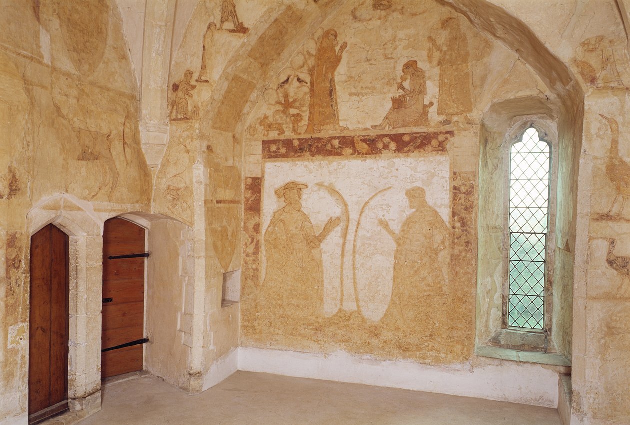 Interiér zobrazující nástěnné malby, Longthorpe Tower, Cambridgeshire od Unbekannt Unbekannt