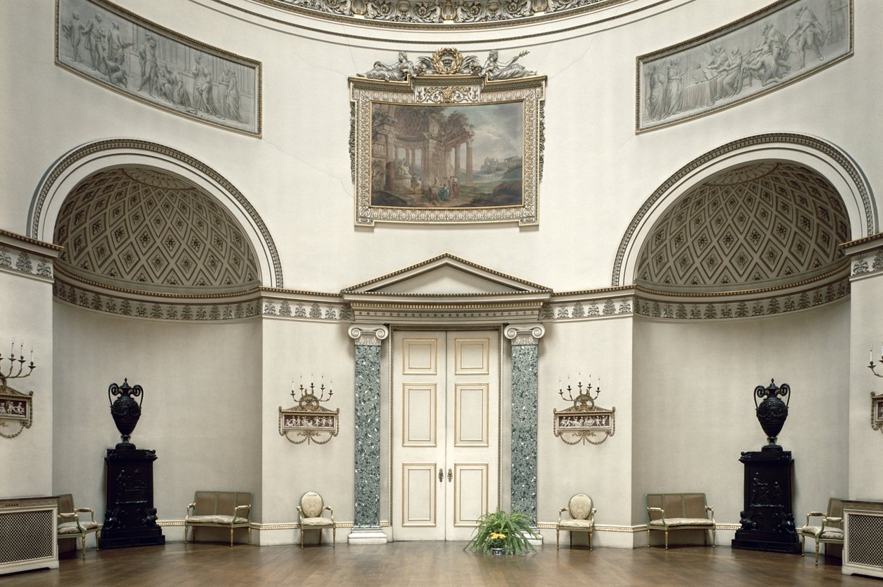Kedleston Hall, The Saloon, Derbyshire, Velká Británie, navržený Robertem Adamem (1728-92), dokončen v roce 1763 od Unbekannt Unbekannt