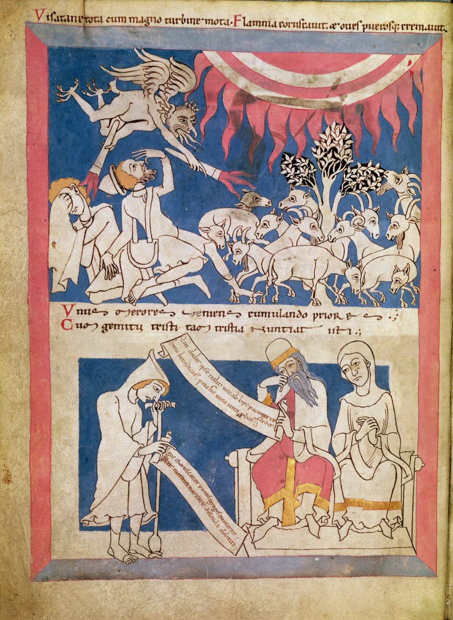 Latin 7253 15 675, f.4v: Job zkoušen Bohem od Unbekannt Unbekannt