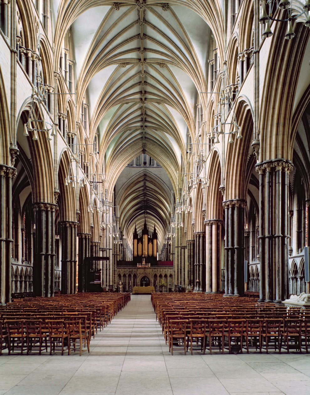 Lincolnská katedrála, 1185-1311, Pohled na hlavní loď, postavená 1215-55, Lincolnshire, Velká Británie od Unbekannt Unbekannt