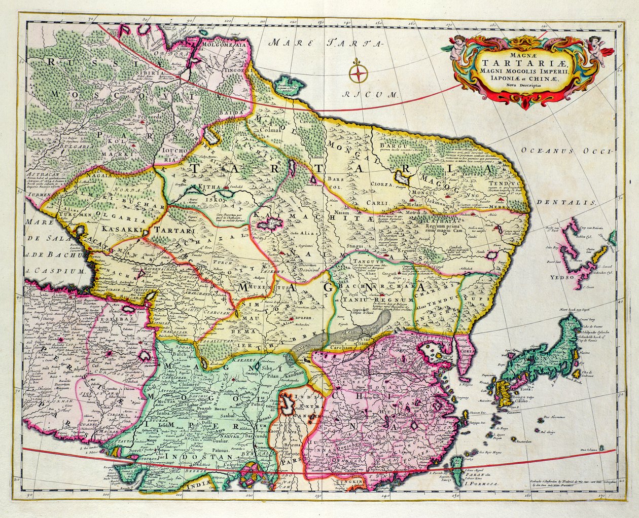 Mapa Mongolska zobrazující Japonsko a Čínu, c.1680 od Fredericka de Wita od Unbekannt Unbekannt