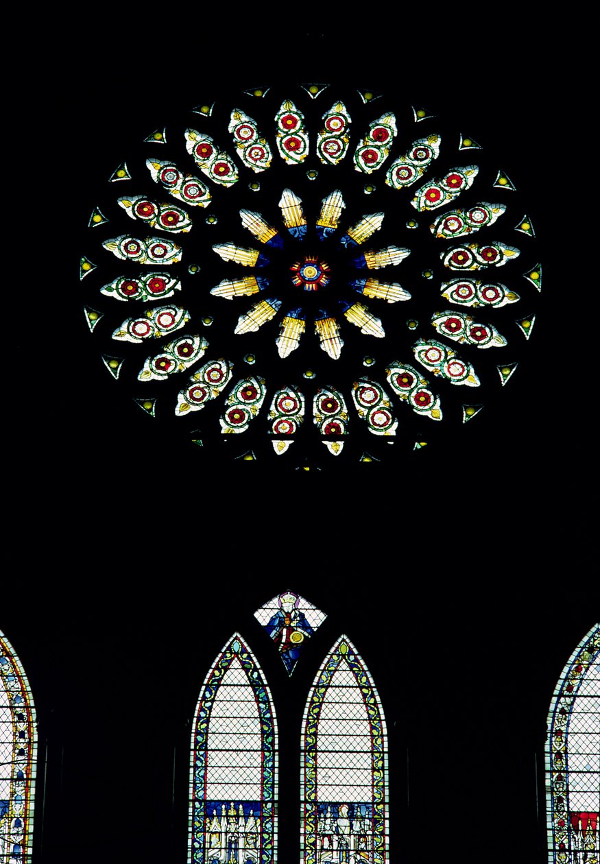 Marigold Window nebo St.Catherines Window, c.1515. Červené a bílé růže připomínají spojení rodů Yorků a Lancasterů svatbou Jindřicha VII. od Unbekannt Unbekannt