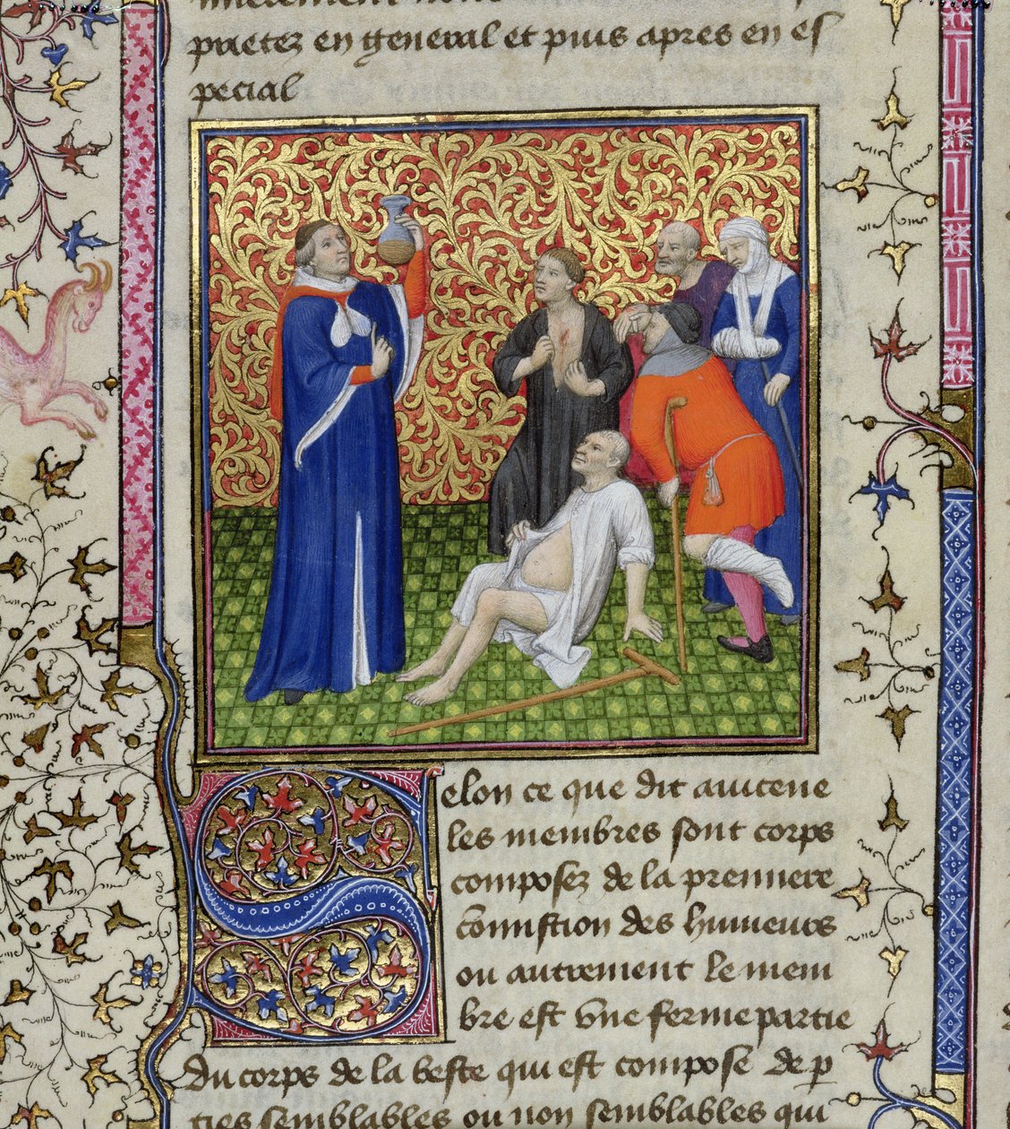 Ms.251 f.54v Lékař se svými pacienty, z Des Proprietez des Choses, kolem 1415 od Unbekannt Unbekannt
