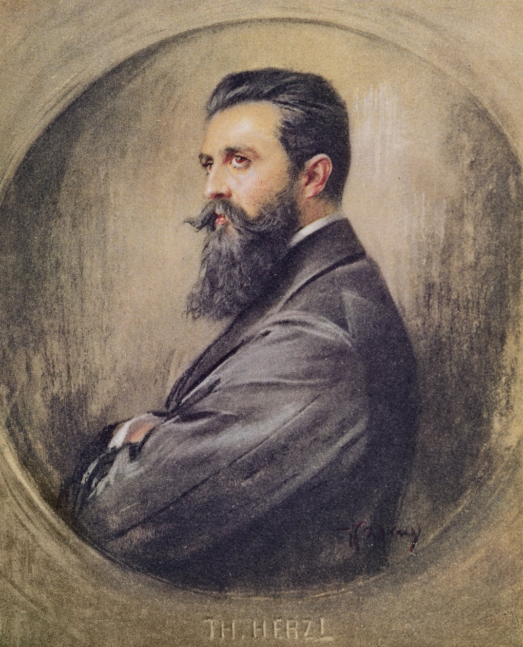 Portrét Theodora Herzla (1860-1904) (pastel na papíře) od Unbekannt Unbekannt