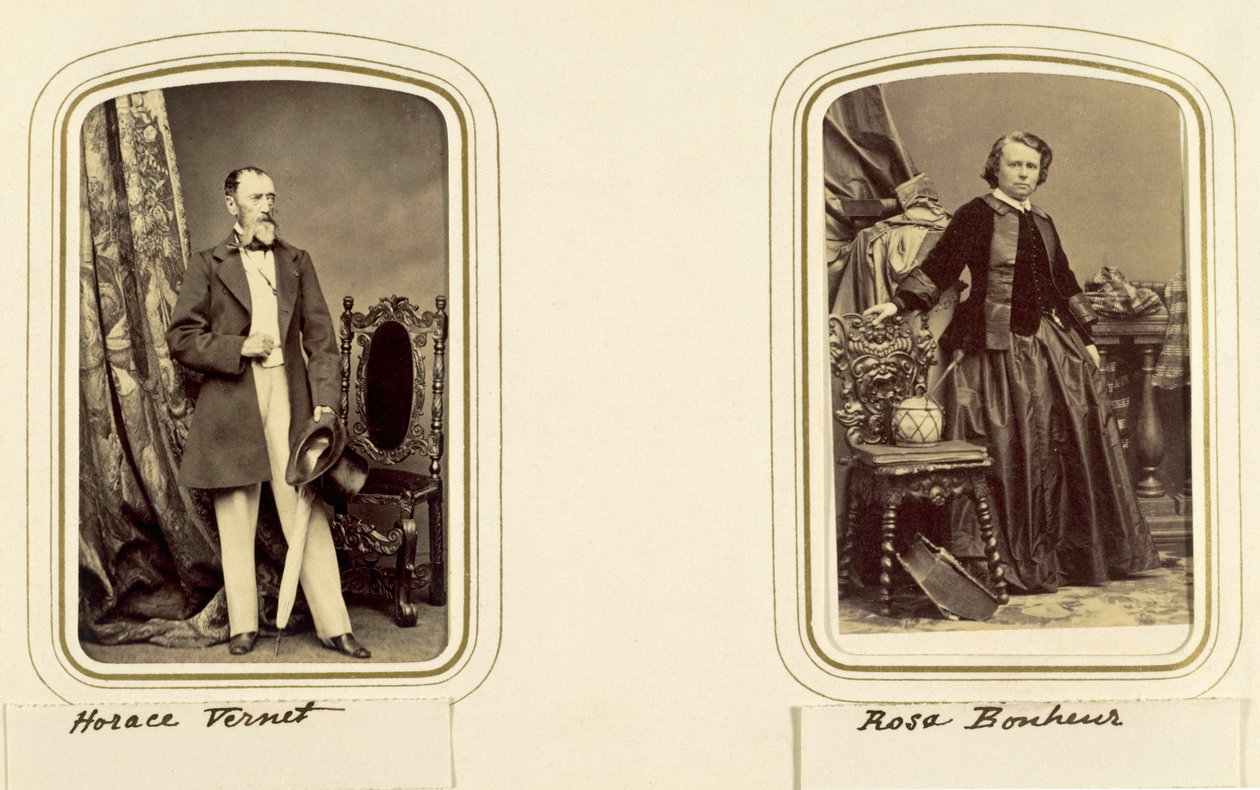 Portréty Horace Verneta a Rosy Bonheur (sépiová fotografie) od Unbekannt Unbekannt