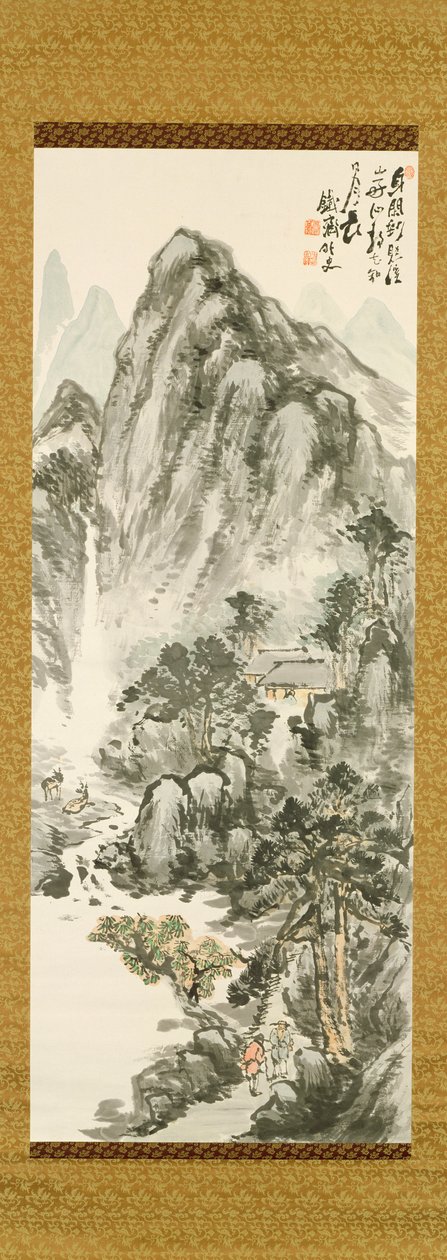Retreat in the mountains od Tessai Tomioka (1836-1924), (barevný dřevotisk) od Unbekannt Unbekannt