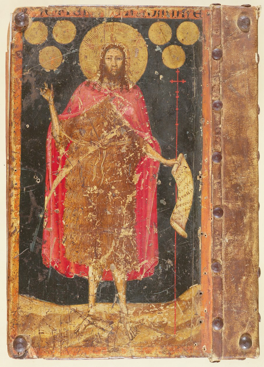 St. John the Baptist with Gold Florins, from the cover Constitutions and Statut of the Guild of Coiners, c.1380 od Unbekannt Unbekannt