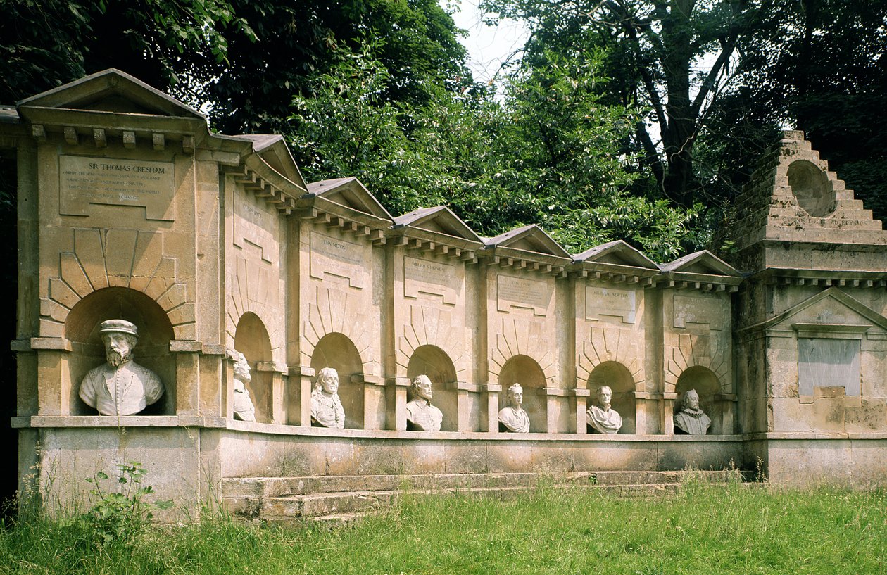 Stowe, William Kent (1684-1748), Temple of British Worthies, cca 1735, Buckinghamshire, Velká Británie od Unbekannt Unbekannt