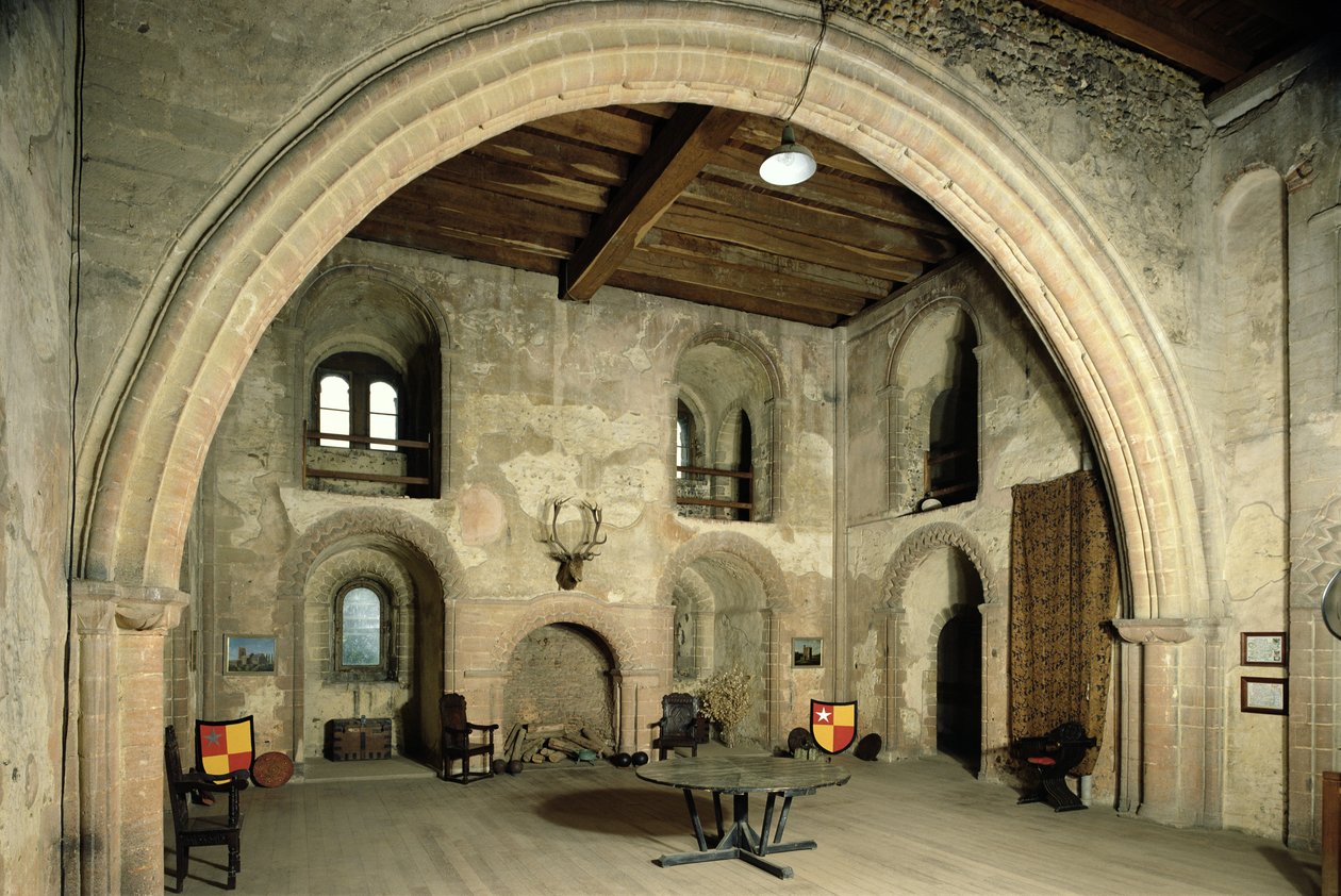 Hodovní síň, hrad Hedingham, anglická škola, (12. století), Essex, Spojené království od Unbekannt Unbekannt