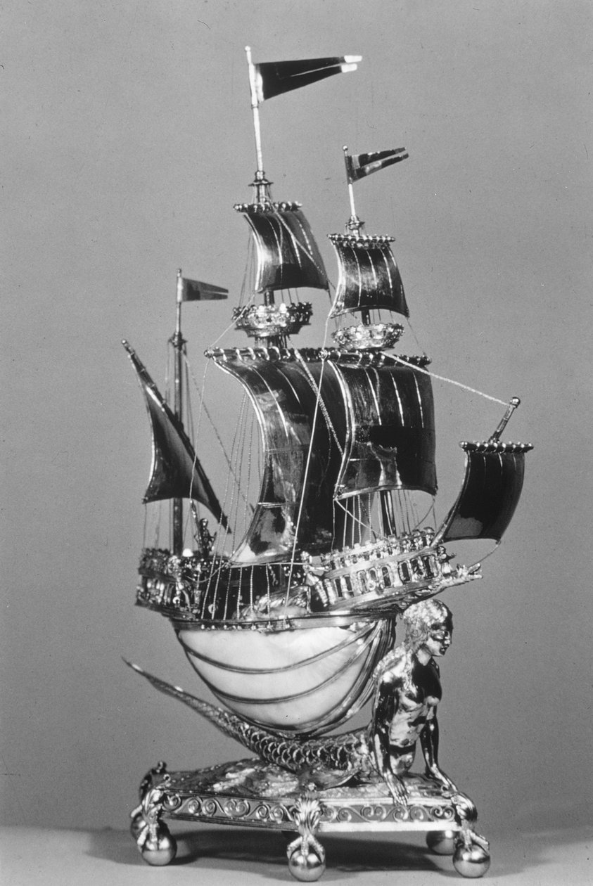 Burghley Nef, mušle nautilus upevněná ve stříbře a pozlacená od Pierra le Flamanda, 1482-83 od Unbekannt Unbekannt