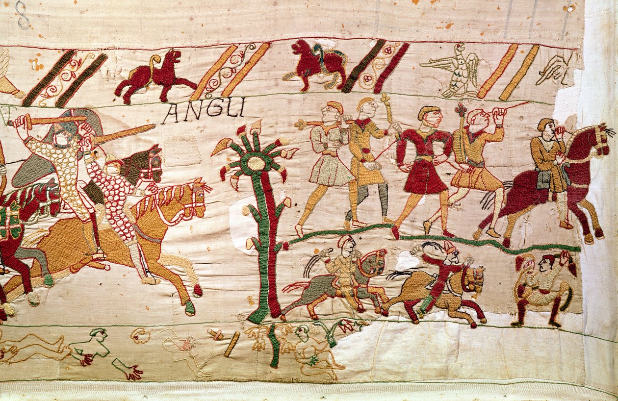 Angličané se po smrti krále Harolda otočili v letu, Bayeux Tapestry od Unbekannt Unbekannt