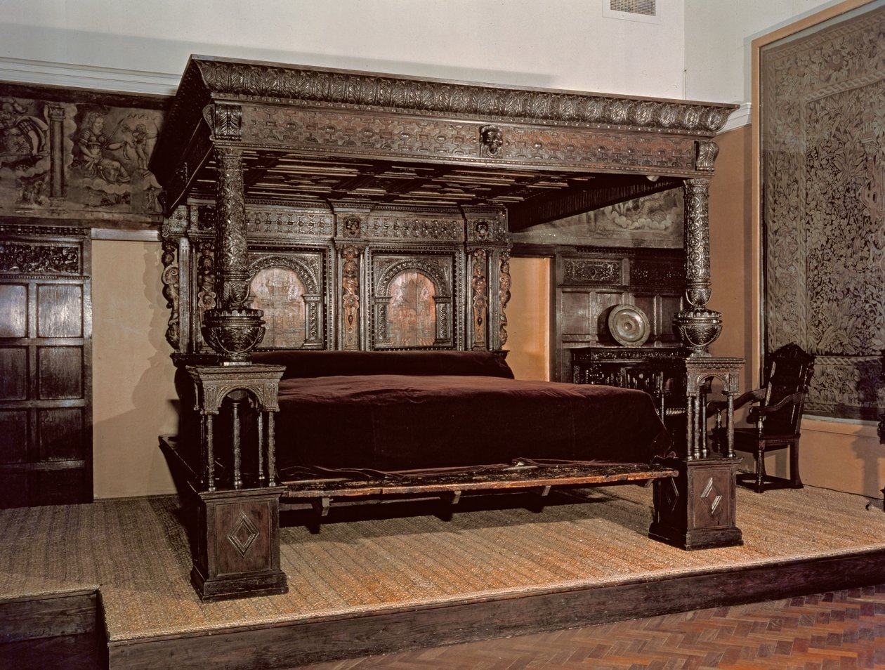The Great Bed of Ware, vyřezávaný dub, 1580 od Unbekannt Unbekannt