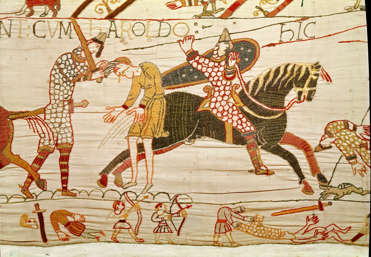 Normané zabíjejí Haroldovy muže, Bayeux Tapestry od Unbekannt Unbekannt