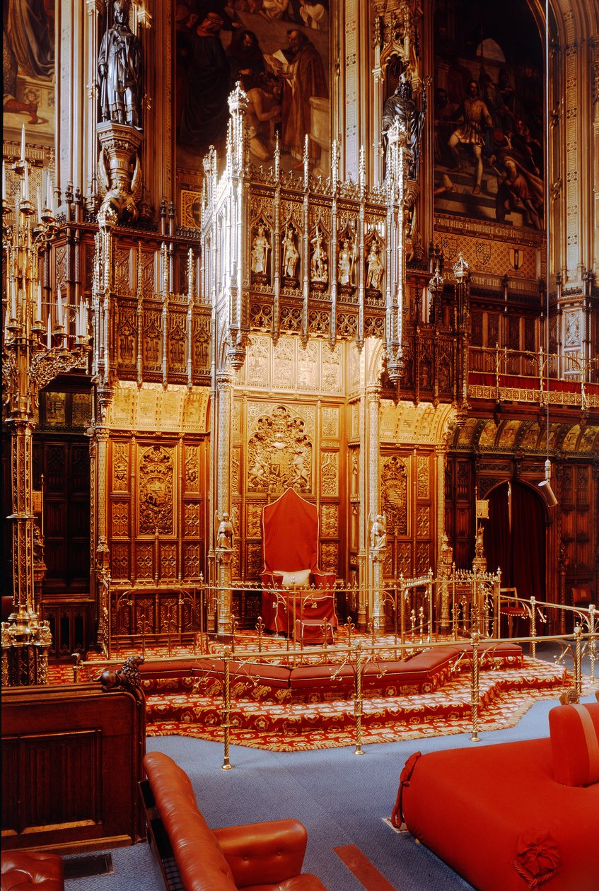 Sovereigns Throne v House of Lords, Westminster, postavený kolem roku 1844 od Unbekannt Unbekannt