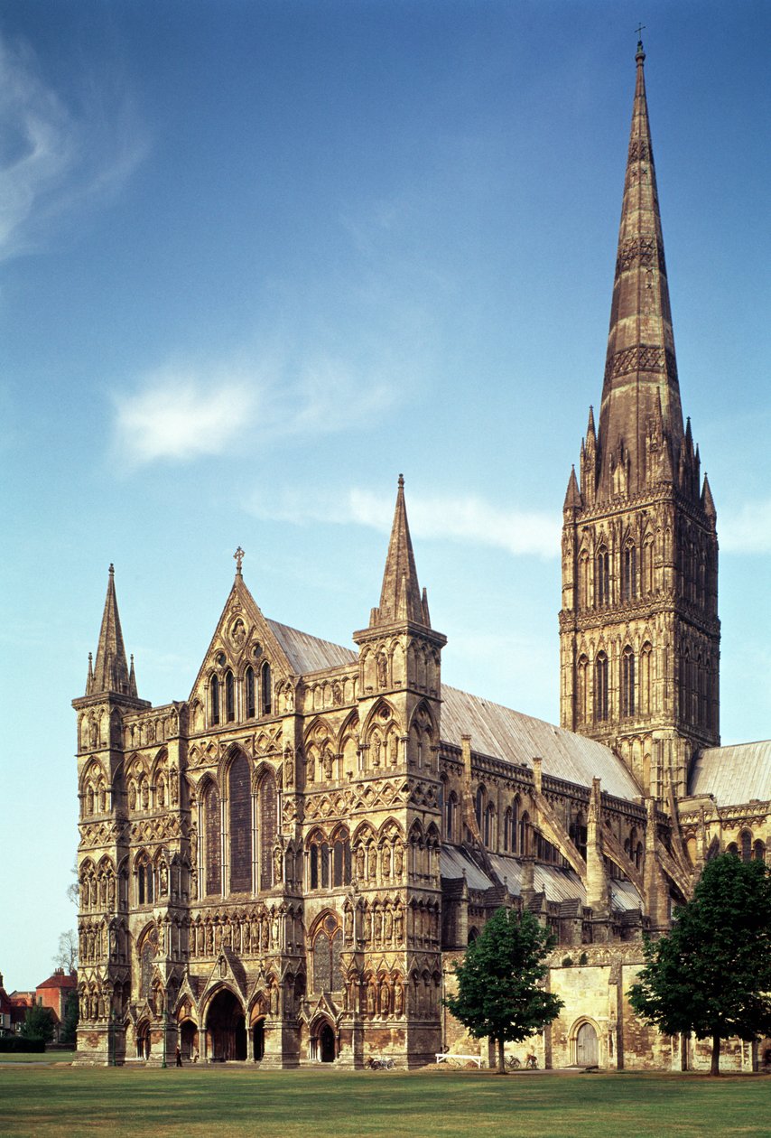 Pohled na katedrálu v Salisbury z jihozápadu, 1220-58 od Unbekannt Unbekannt