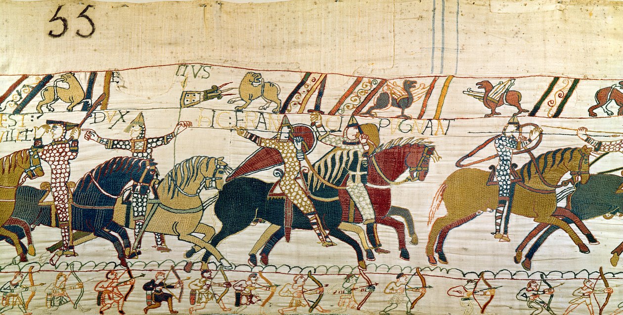Vévoda William ukazuje tvář své armádě, Bayeux Tapestry od Unbekannt Unbekannt