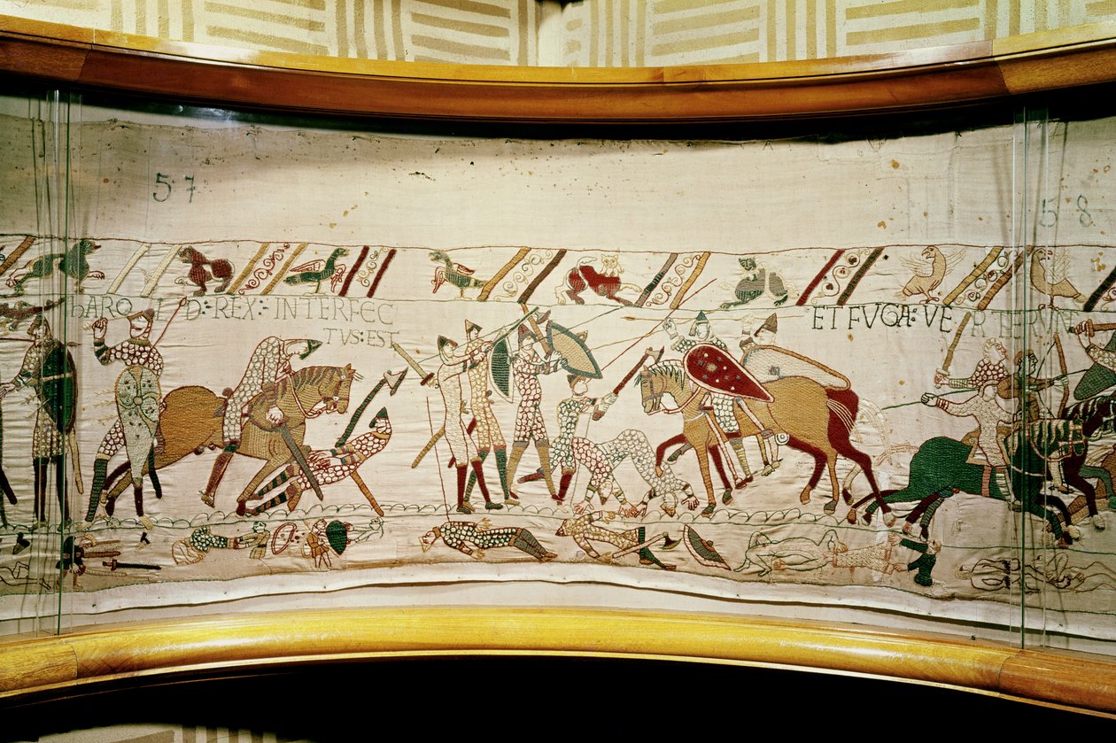 Král Harold je zabit a Angličané letí, Bayeux Tapestry od Unbekannt Unbekannt