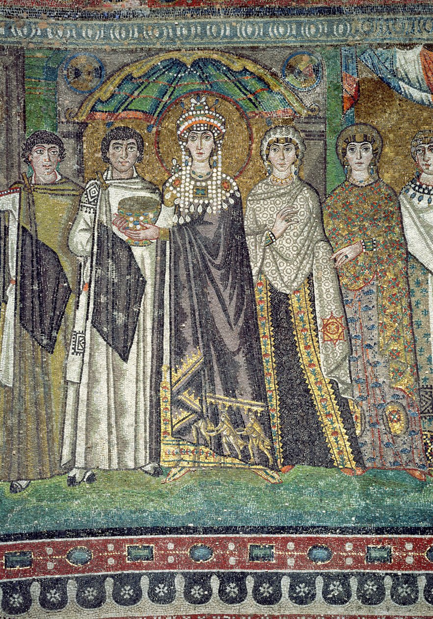 Theodora a její dvůr, detail císařovny, kolem roku 547 našeho letopočtu od Unbekannt Unbekannt