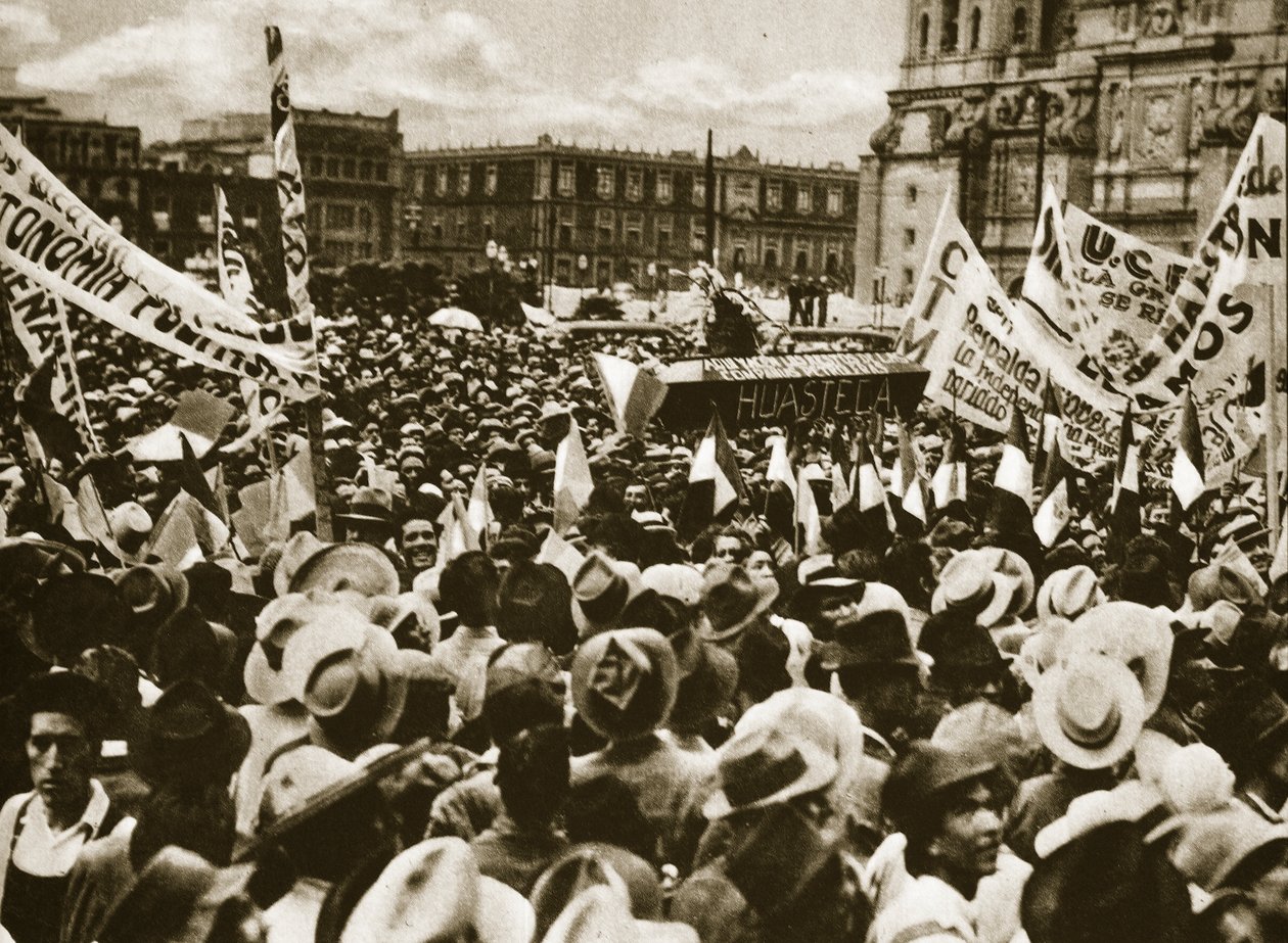 Davy v Mexico City oslavují znárodnění ropných rezerv, březen 1938 od Unbekannt Unbekannt