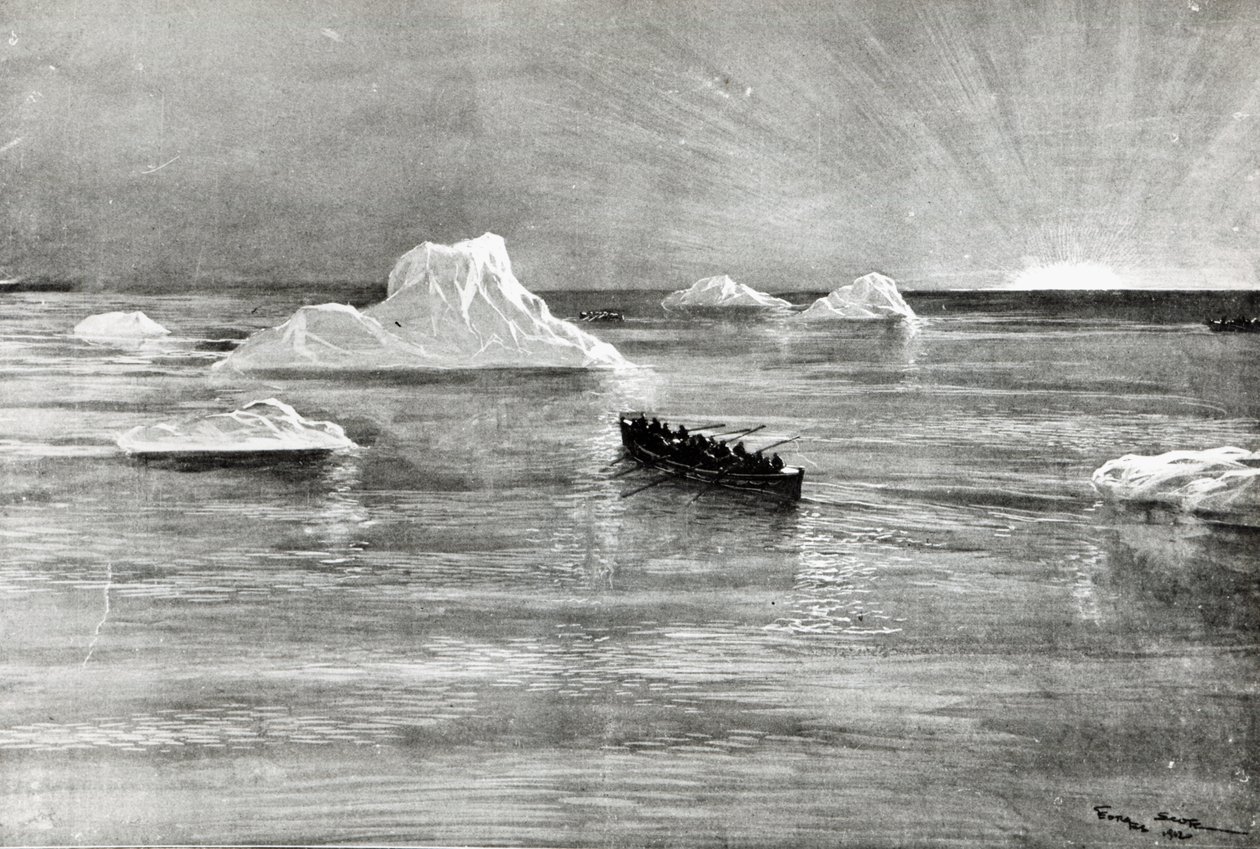 Úsvit pro některé ze zachráněných cestujících v jednom ze záchranných člunů „Titanic“, 1912 od Unbekannt Unbekannt