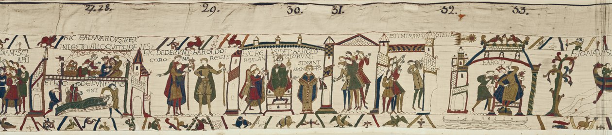 Smrt Edwarda Vyznavače a korunovace Harolda, ale objeví se zlověstná hvězda, Bayeux Tapestry od Unbekannt Unbekannt